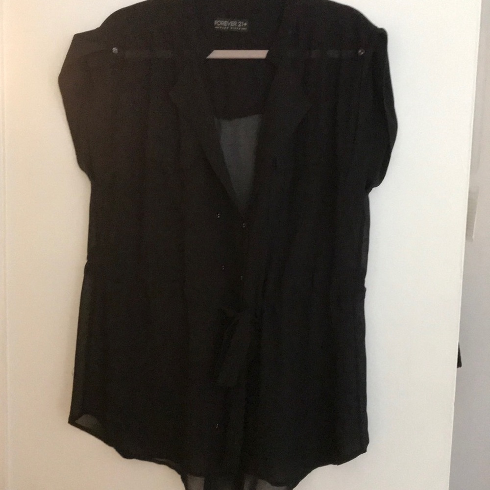 2X Forever 21 see through button blouse